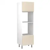 Kitchen Kit J-Pull Flatpack 600 Oven and Microwave Housing Gloss Cashmere with White Cabinet - FKKJ0132