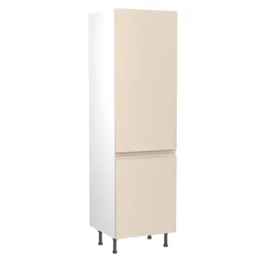 Click Here To Enlarge This Photo Of Kitchen Kit J-Pull Flatpack 600 Larder Cabinet Gloss Cashmere with White Cabinet - FKKJ0134