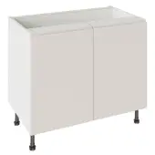 Kitchen Kit J-Pull Flatpack 1000 Base Kitchen Cabinet Gloss Light Grey with White Cabinet - FKKJ0208