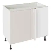 Kitchen Kit J-Pull Flatpack 1000 Blind Corner Base Kitchen Cabinet Gloss Light Grey with White Cabinet - FKKJ0209