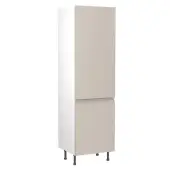 Kitchen Kit J-Pull Flatpack 600 Larder Cabinet Gloss Light Grey with White Cabinet - FKKJ0234