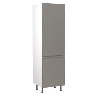 Click Here To Enlarge This Photo Of Kitchen Kit J-Pull Flatpack 600 Larder Cabinet Gloss Dust Grey with White Cabinet - FKKJ0334