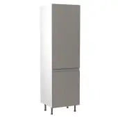 Kitchen Kit J-Pull Flatpack 600 Larder Cabinet Gloss Dust Grey with White Cabinet - FKKJ0334