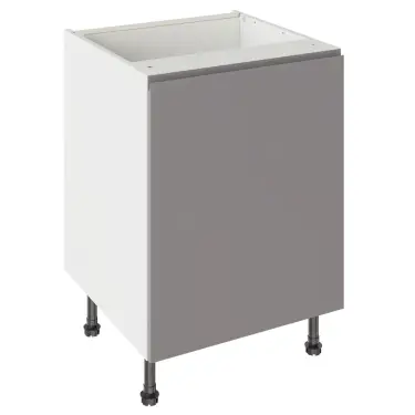 Click Here To Enlarge This Photo Of Kitchen Kit J-Pull Flatpack 600 Sink or Hob Base Kitchen Cabinet Gloss Dust Grey with White Cabinet - FKKJ0335