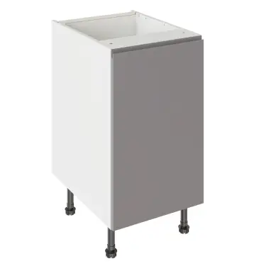 Click Here To Enlarge This Photo Of Kitchen Kit J-Pull Flatpack 450 Base Kitchen Cabinet Gloss Dust Grey with White Cabinet - FKKJ0339