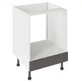 Kitchen Kit J-Pull Flatpack 600 Oven Base Kitchen Cabinet Gloss Graphite with White Cabinet - FKKJ0405
