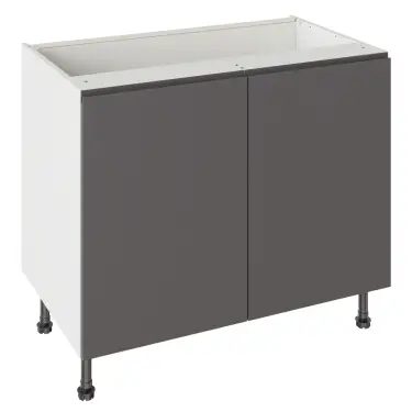 Click Here To Enlarge This Photo Of Kitchen Kit J-Pull Flatpack 1000 Base Kitchen Cabinet Gloss Graphite with White Cabinet - FKKJ0408