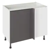 Kitchen Kit J-Pull Flatpack 1000 Blind Corner Base Kitchen Cabinet Gloss Graphite with White Cabinet - FKKJ0409