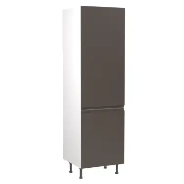 Click Here To Enlarge This Photo Of Kitchen Kit J-Pull Flatpack 600 Fridge and Freezer Housing Gloss Graphite with White Cabinet - FKKJ0422