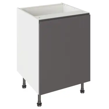 Click Here To Enlarge This Photo Of Kitchen Kit J-Pull Flatpack 600 Sink or Hob Base Kitchen Cabinet Gloss Graphite with White Cabinet - FKKJ0435