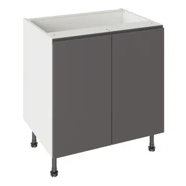 Click Here To Enlarge This Photo Of Kitchen Kit J-Pull Flatpack 800 Base Kitchen Cabinet Gloss Graphite with White Cabinet - FKKJ0436