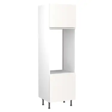 Click Here To Enlarge This Photo Of Kitchen Kit J-Pull Flatpack 600 Double Oven Housing Matt White with White Cabinet - FKKJ0521