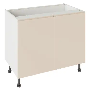 Click Here To Enlarge This Photo Of Kitchen Kit J-Pull Flatpack 1000 Base Kitchen Cabinet Matt Cashmere with White Cabinet - FKKJ0608