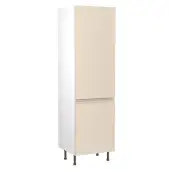 Kitchen Kit J-Pull Flatpack 600 Fridge and Freezer Housing Matt Cashmere with White Cabinet - FKKJ0622