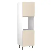 Kitchen Kit J-Pull Flatpack 600 Single Oven Housing Matt Cashmere with White Cabinet - FKKJ0631