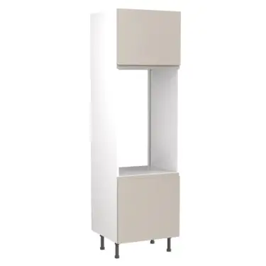Click Here To Enlarge This Photo Of Kitchen Kit J-Pull Flatpack 600 Double Oven Housing Matt Light Grey with White Cabinet - FKKJ0721