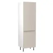 Kitchen Kit J-Pull Flatpack 600 Fridge and Freezer Housing Matt Light Grey with White Cabinet - FKKJ0722