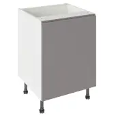 Kitchen Kit J-Pull Flatpack 600 Base Kitchen Cabinet Matt Dust Grey with White Cabinet - FKKJ0804