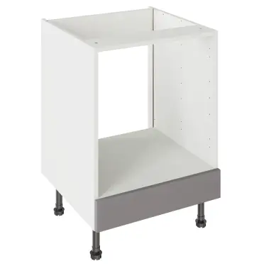 Click Here To Enlarge This Photo Of Kitchen Kit J-Pull Flatpack 600 Oven Base Kitchen Cabinet Matt Dust Grey with White Cabinet - FKKJ0805