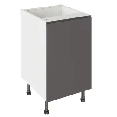 Click Here To Enlarge This Photo Of Kitchen Kit J-Pull Flatpack 500 Base Kitchen Cabinet Matt Graphite with White Cabinet - FKKJ0903