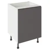 Kitchen Kit J-Pull Flatpack 600 Base Kitchen Cabinet Matt Graphite with White Cabinet - FKKJ0904