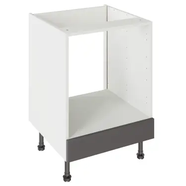 Click Here To Enlarge This Photo Of Kitchen Kit J-Pull Flatpack 600 Oven Base Kitchen Cabinet Matt Graphite with White Cabinet - FKKJ0905