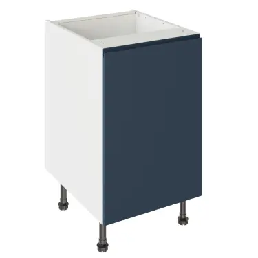 Click Here To Enlarge This Photo Of Kitchen Kit J-Pull Flatpack 500 Base Kitchen Cabinet Matt Indigo Blue with White Cabinet - FKKJ1303