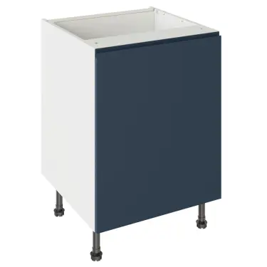 Click Here To Enlarge This Photo Of Kitchen Kit J-Pull Flatpack 600 Base Kitchen Cabinet Matt Indigo Blue with White Cabinet - FKKJ1304
