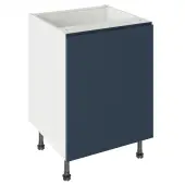 Kitchen Kit J-Pull Flatpack 600 Base Kitchen Cabinet Matt Indigo Blue with White Cabinet - FKKJ1304
