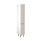 Kitchen Kit J-Pull Flatpack 300 Larder Cabinet Gloss Light Grey with White Cabinet - FKKJ0252