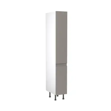 Click Here To Enlarge This Photo Of Kitchen Kit J-Pull Flatpack 300 Larder Cabinet Gloss Dust Grey with White Cabinet - FKKJ0352
