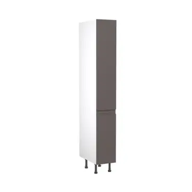 Click Here To Enlarge This Photo Of Kitchen Kit J-Pull Flatpack 300 Larder Cabinet Gloss Graphite with White Cabinet - FKKJ0452