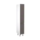 Kitchen Kit J-Pull Flatpack 300 Larder Cabinet Gloss Graphite with White Cabinet - FKKJ0452