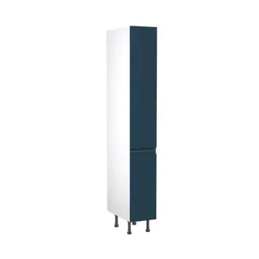 Click Here To Enlarge This Photo Of Kitchen Kit J-Pull Flatpack 300 Pull and Swing Larder Cabinet Matt Indigo Blue with White Cabinet - FKKJ1353