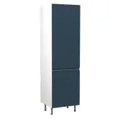 Kitchen Kit J-Pull Flatpack 600 Larder Cabinet Matt Indigo Blue with White Cabinet - FKKJ1334