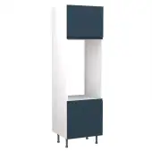 Kitchen Kit J-Pull Flatpack 600 Double Oven Housing Matt Indigo Blue with White Cabinet - FKKJ1321