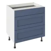 Kitchen Kit Flatpack Shaker Ultra Matt Alby Blue 800 Base Unit 3 Drawer with White Cabinet - FKKH2307