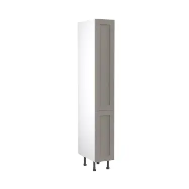 Click Here To Enlarge This Photo Of Kitchen Kit Flatpack Shaker Ultra Matt Dust Grey 300 Tall Unit Larder with White Cabinet - FKKH0852