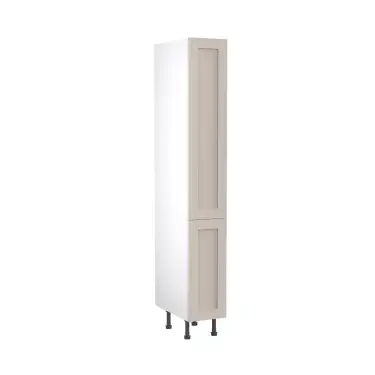 Click Here To Enlarge This Photo Of Kitchen Kit Flatpack Shaker Matt Light Grey 300 Tall Unit With Pull-Out with White Cabinet - FKKH0753