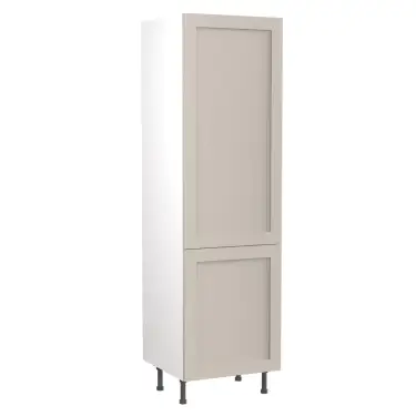 Click Here To Enlarge This Photo Of Kitchen Kit Flatpack Shaker Ultra Matt Light Grey 500 Tall Unit Larder with White Cabinet - FKKH0720