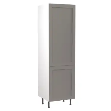 Click Here To Enlarge This Photo Of Kitchen Kit Flatpack Shaker Ultra Matt Dust Grey 500 Tall Unit Larder with White Cabinet - FKKH0820