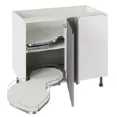 Kitchen Kit J-Pull Flatpack 1000 Base Kitchen Cabinet With Dual-Handed Nuvola Blind Corner Matt Dust Grey with White Cabinet - FKKJ0865