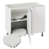 Kitchen Kit Flatpack Shaker Ultra Matt White 1000 Base Unit With Dual-Handed Nuvola Blind Corner with White Cabinet - FKKH0565