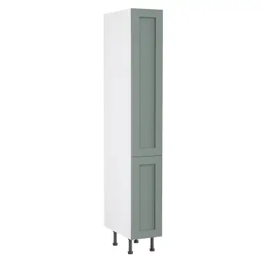 Click Here To Enlarge This Photo Of Kitchen Kit Flatpack Shaker Ultra Matt Sage Green 300 Tall Unit Larder with White Cabinet - FKKH1152