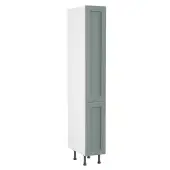 Kitchen Kit Flatpack Shaker Matt Sage Green 300 Tall Unit With Pull-Out with White Cabinet - FKKH1153