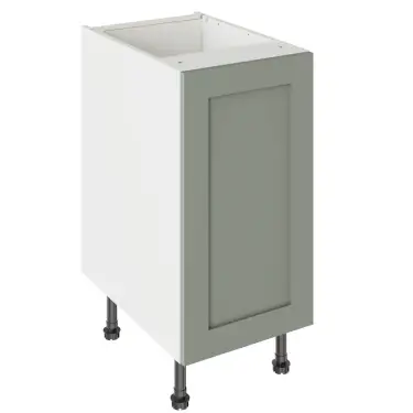 Click Here To Enlarge This Photo Of Kitchen Kit Flatpack Shaker Ultra Matt Sage Green 400 Base Unit with White Cabinet - FKKH1102