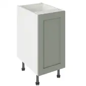 Kitchen Kit Flatpack Shaker Ultra Matt Sage Green 400 Base Unit with White Cabinet - FKKH1102