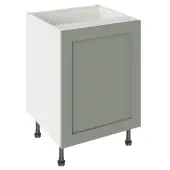 Kitchen Kit Flatpack Shaker Ultra Matt Sage Green 600 Base Unit with White Cabinet - FKKH1104