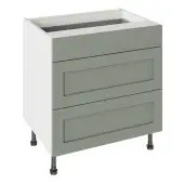 Kitchen Kit Flatpack Shaker Ultra Matt Sage Green 800 Base Unit 3 Drawer with White Cabinet - FKKH1107