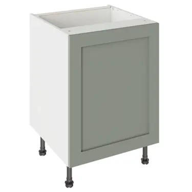 Click Here To Enlarge This Photo Of Kitchen Kit Flatpack Shaker Ultra Matt Sage Green 600 Base Unit Sink with White Cabinet - FKKH1135